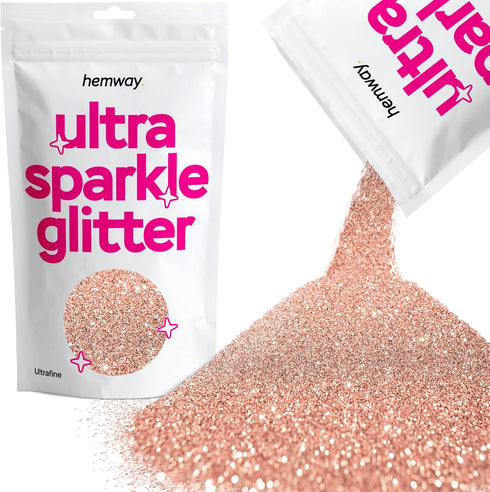 Hemway Premium Ultra Sparkle Glitter Multi Purpose Metallic Flake for Arts Crafts Nails Cosmetics - Rose Gold - 100g /