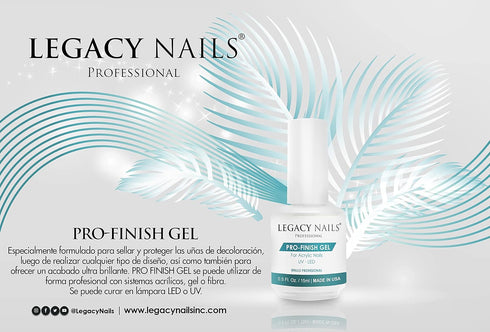 Legacy Nails Professional PRO FINISH GEL 0.5oz, High-Gloss Acrylic Nail Sealer for Long-Lasting Shine