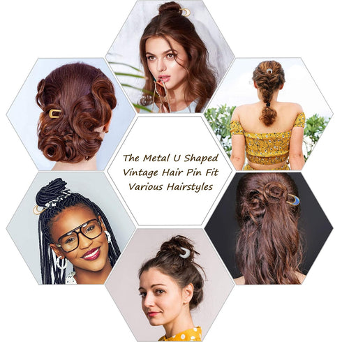 WILLBOND 8 Pieces French Hair Pin, Metal U Shaped Pins, 4 Inch Chignon Sticks for Women