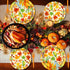 Temicle 96 Set 24 Pieces Fall Thanksgiving Tableware Pumpkin and Autumn Leaves Disposable Plates, Napkins, and Forks