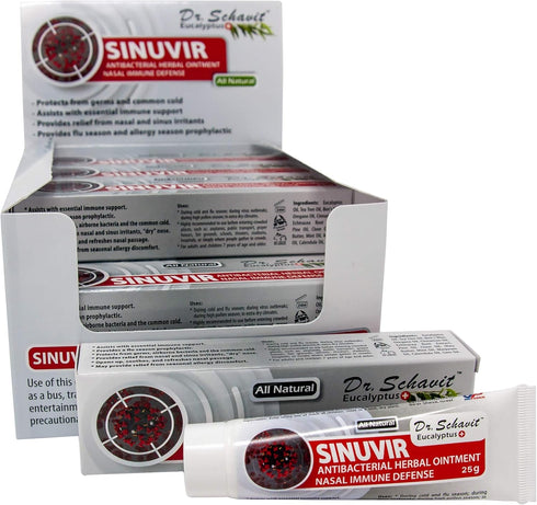 SINUVIR Eucalyptus+ Herbal Nasal Ointment 25g Tube for Immune Defense, Natural Moisturizer Balm, Relief from Sore Dry