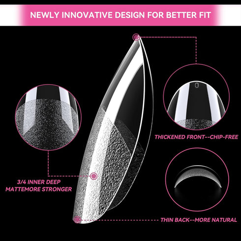 UNA GELLA Extra Short Almond Nail Tips, Full Cover 504PCS Gel x Nail Tips for Home DIY Salon