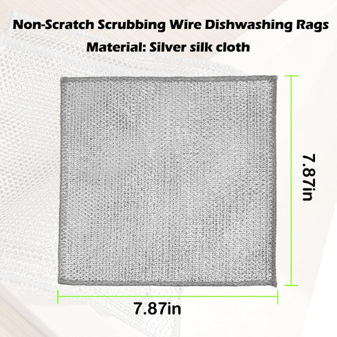 levateeta 12 PCS Non-Scratch Wire Dishcloths - Metal Dish Cloth with Double Layer Multipurpose Steel Wrie Diswashing
