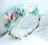 Vivivalue Boho Flower Headband Women Floral Crown Hair Wreath with Ribbon for Wedding Party Festival Photos Blue