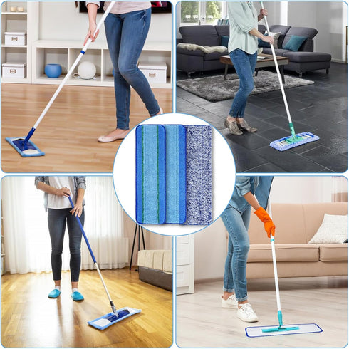 9 Pack Microfiber Cleaning Pads for Bona Mop, 4 Deep Microfiber, 2 Dusting Pads, Washable Refill