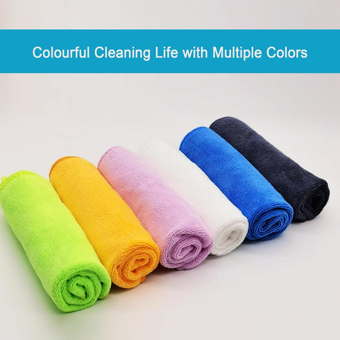 Microfiber Cloth 6-Pack Cleaning Rags - Absorbent Lint Free Cloth for House, Kitchen, Car, Glass & More - 12"x12",