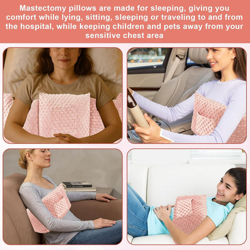 JFHNMLW Mastectomy Pillow, Mastectomy Recovery Supplies for Heart Surgery (Light Pink)