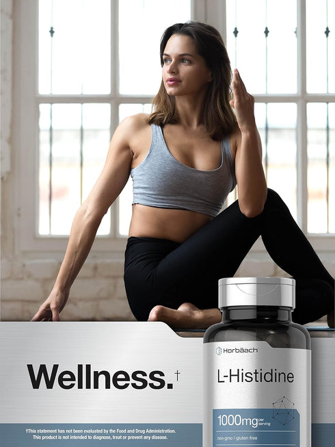 Horbaach L-Histidine 1000mg - 90 Capsules, Non-GMO and Gluten Free, Pharmaceutical Grade Supplement