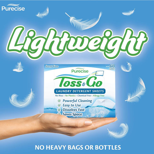 Toss & Go Laundry Detergent Sheets, Eco-Friendly, Powerful Cleaning, Fresh Meadow, Up to 30 Loads, Pack of 1