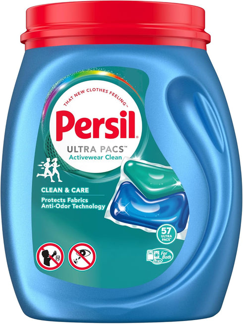 Persil Ultra Pacs Activewear Clean Laundry Detergent, 57 Count.