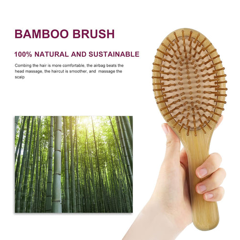 MRD Natural Bamboo Paddle Detangling Hairbrush, Massage Scalp Brush for Thick, Thin, Curly, and Dry Hair