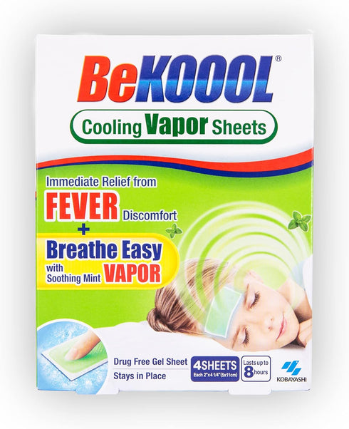 BeKoool Kids Fever Non-Medicated Cooling Mint Vapor Sheets, 4 Count