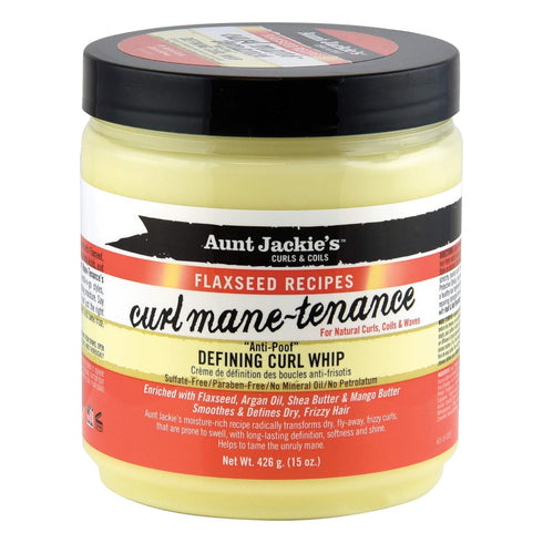 Aunt Jackie's Flaxseed Recipes Curl Mane-tenance, Lightweight Anti-Poof Defining Curl Whip, 15 Oz Jar