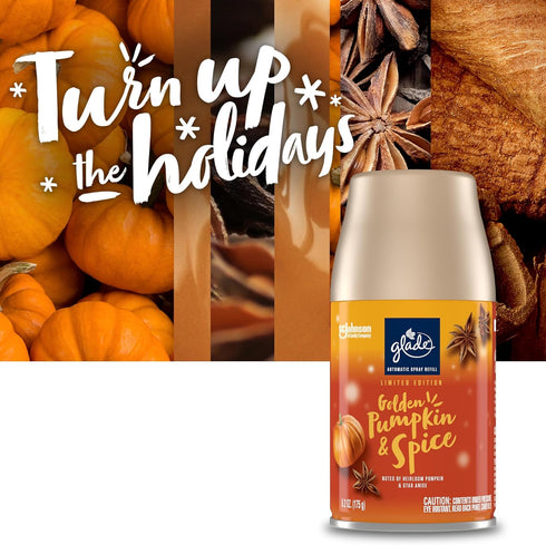 Glade Automatic Spray Refill and Holder Kit, Golden Pumpkin & Spice, 6.2 Oz Air Freshener