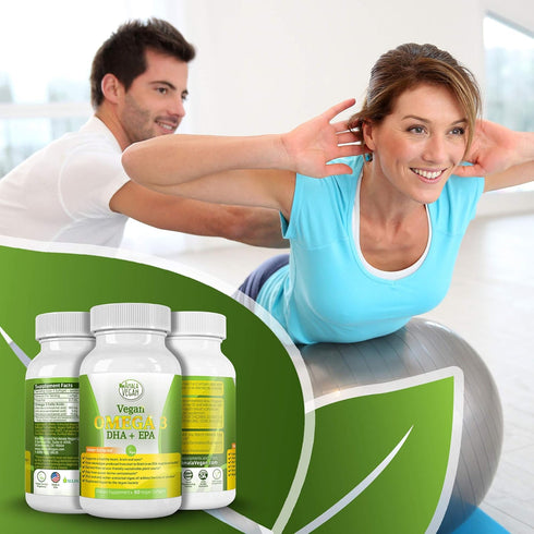 Potent Vegan Omega 3 Supplement - Plant Based Algae Oil, Better Than Fish Oil! DHA EPA DPA Fatty Acids - 2 Month Supply