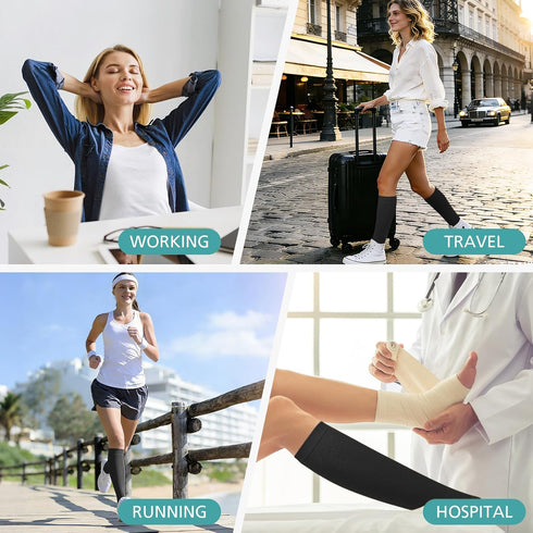 Owcorowan 3 15-20 mmhg Pairs Open Toe Compression Socks for Men & Women - Knee High Stockings for Circulation Support