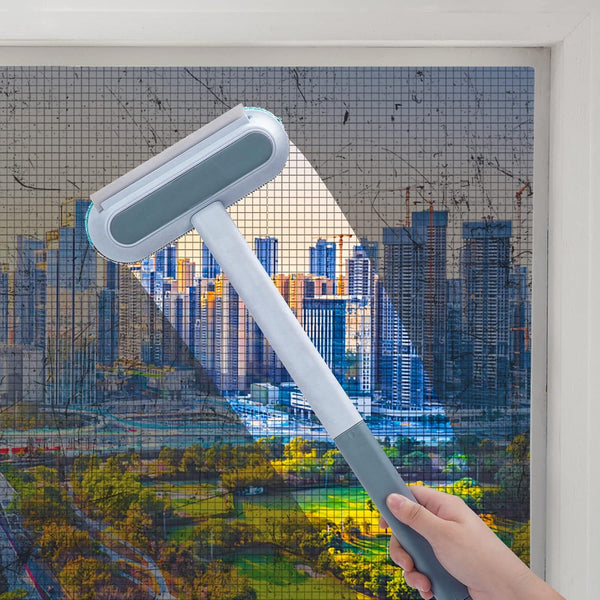 Window Screen Net Mesh Cleaner - 4 in 1 Window Washer Squeegee Kit for Cleaning Window Nets & Pet Hair