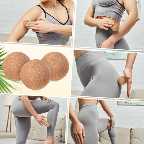 Seenelling 50 1.5 Inch Pcs Cork Massage Ball Solid Hard Myofascial Release Yoga Ball for Back Foot Neck Pain Therapy