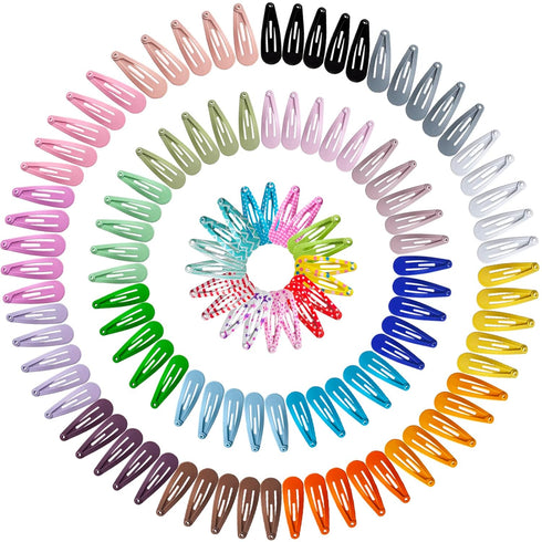 Premium Snap Mini Hair Clips - 120PCS Kids Barrettes Non Slip Hair Bow Clips (1.2 Inch, 30 Colors)