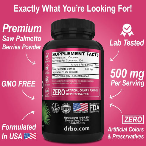 Saw Palmetto for Women Hair Loss, DHT Blocker for Hair Growth, Bladder Control Supplements Complex, Capsules