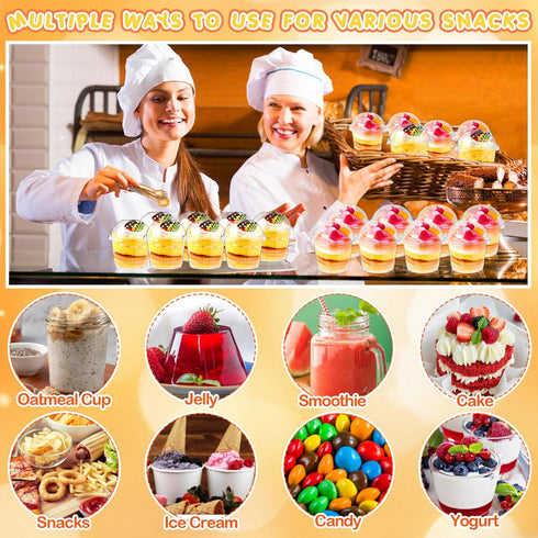 Jingmore 400 9 oz Lids,200 200 Pcs Plastic Dessert Cups with Pcs Clear Disposable Parfait Fruit Cups