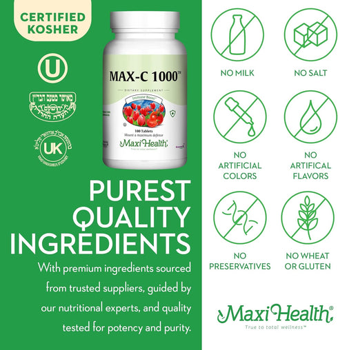 1000 mg Vitamin C Tablets - Ultra High Absorption, 100 Count, Gluten Free Non-GMO Supplement