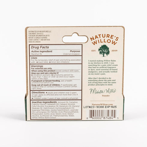 Nature’s Willow Bug Bite Balm - Natural Insect Bite Pain & Itch Relief, 0.5 oz