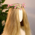 MOSTORY Pink Elf Flower Crown Handmade Fairy Headpiece Floral Tiara Woodland for Women Girls Spring Wedding