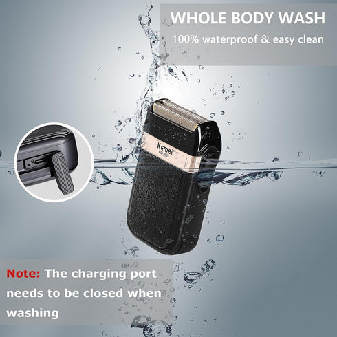 KEMEI Waterproof Foil Shaver for Men, Cordless Electric Rechargeable Razor, Washable Grooming Trimmer Razor