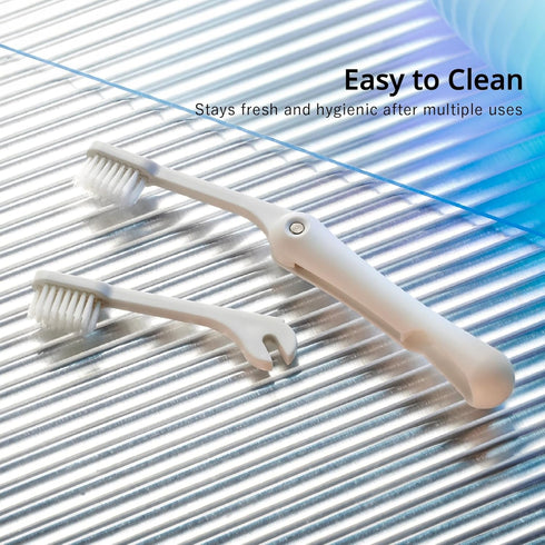Replaceable Travel Size Foldable Toothbrush Kit with Case, Dual-Layer Bristles, Portable Travel Size for Office and