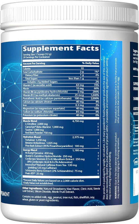 MRM Nutrition Driven Pre-Workout Powder | Strawberry Kiwi | 125mg Caffeine | Vegan Gluten-Free | 29 Servings
