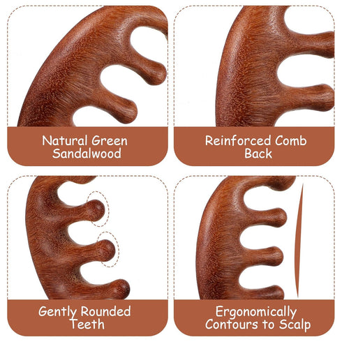 WJIAAA 2 Set 5-Claw Wooden Scalp Massager Comb, Shapes Natural Wooden Hair Growth Scalps Massager Comb Head Wood Scalp