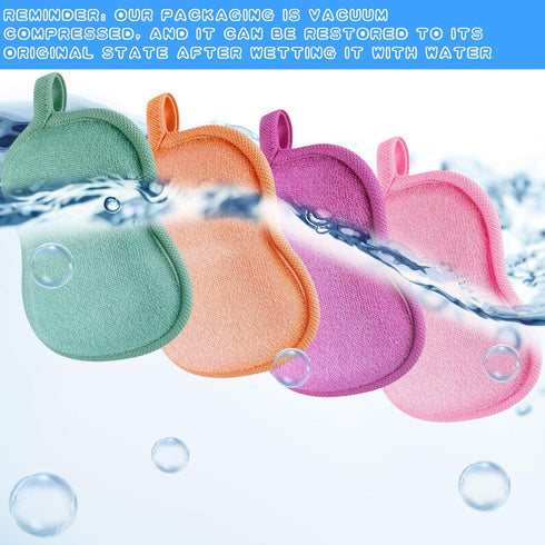 Tatuo 4 Pieces Baby Bath Sponge, Soft and Absorbent Cotton Loofah for Kids Babies (Red, Purple, Green, Orange)