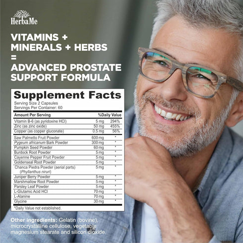 Prostate Support Supplement for Men, Saw Palmetto, Pygeum Bark, Pumpkin Seed, 120 Capsules