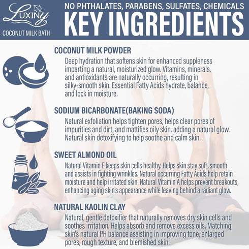 Vegan Milk Bath Soak with Coconut Milk Powder, Essential Oil, & Sweet Almond Oil for Relaxing Soak, 8 oz.