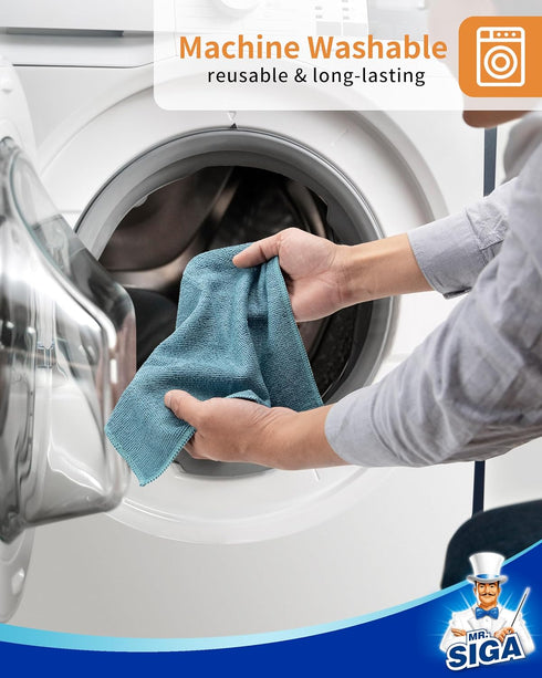 Pack 15, 30 30 cm(11.8 11.8 inch) MR.SIGA Microfiber Cleaning Cloth, All-Purpose Microfiber Towels, Streak Free