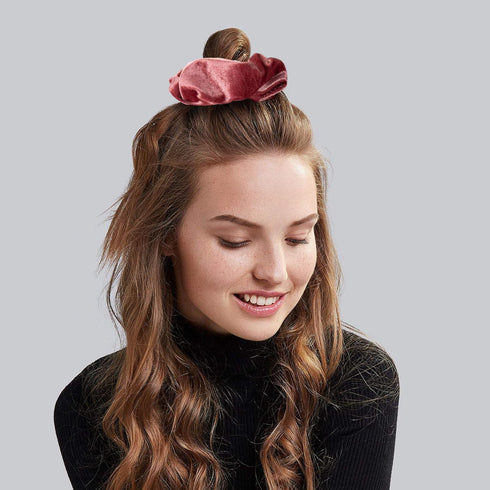 Whaline Blush Theme Hair Scrunchies - Large Velvet Hair Bands, Pink Soft Elastic Hair Ties, Hair Accessories for Girls,
