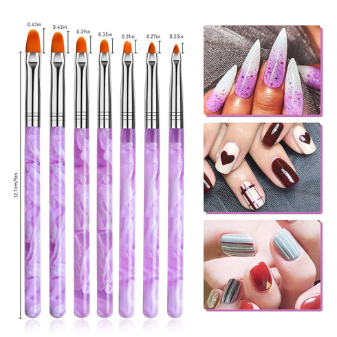 TOROKOM 19 Pcs Nail Art Brushes Set, Acrylic Nail Brush Set for Nail Art Painting and Dust Removal Tools (Purple)