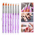 TOROKOM 19 Pcs Nail Art Brushes Set, Acrylic Nail Brush Set for Nail Art Painting and Dust Removal Tools (Purple)