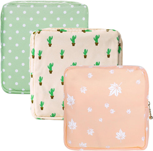 Ymapinc 3Pcs Pad Bags for Period, Sanitary Pad Pouch, Sanitary Napkin Storage Bag,