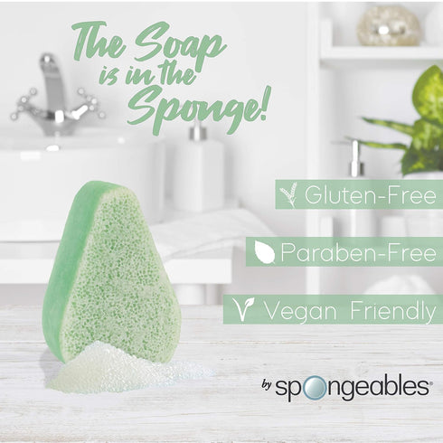 Spongeables Anti Cellulite Body Wash - 20+ Wash Sponge, Fresh Aloe, 3 Count