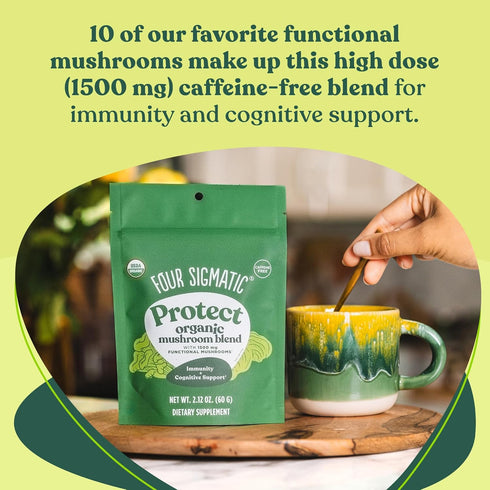 Mushroom Blend Defend Mix by Four Sigmatic - 30 Servings, Organic Mushroom Powder Complex for Immune Support