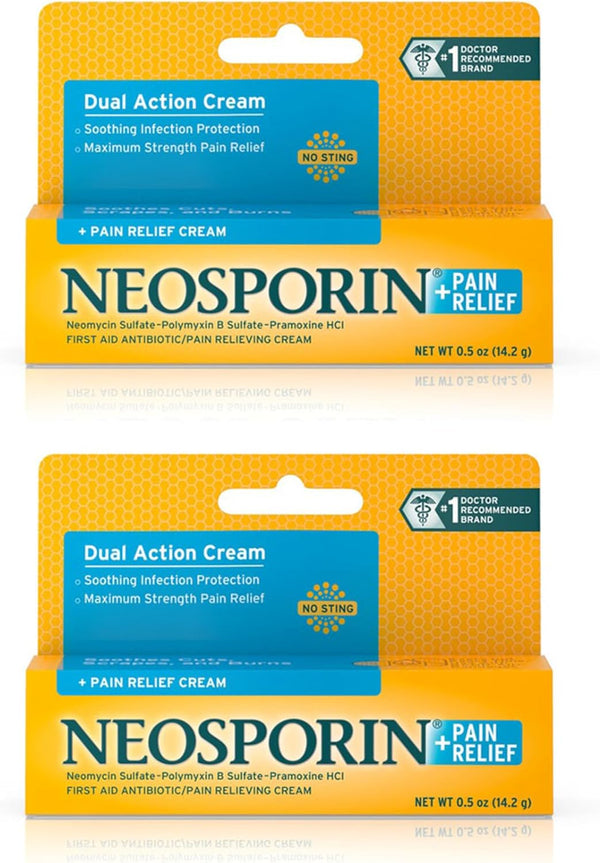 Neosporin + Maximum-Strength Pain Relief Dual Action Cream - 0.5 oz, First Aid Topical Antibiotic & Analgesic