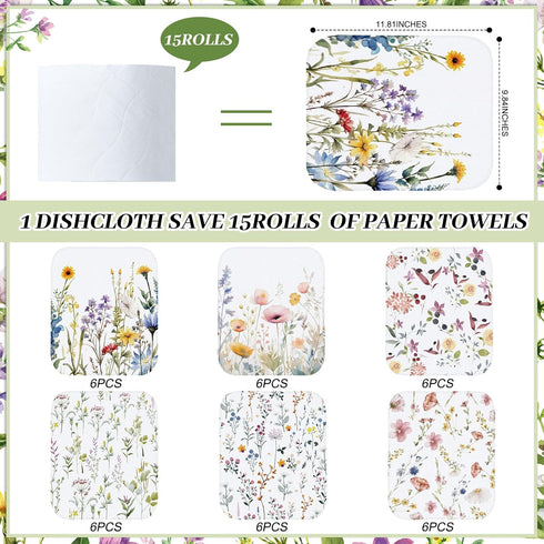 36 Pack Reusable Paper Towels, Washable Paperless Towels, Flannel Cotton Cloth Wipes with Cardboard (Pastel Color)