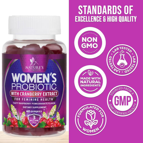 Probiotic Gummy for Women - 60 Gummies - 3 Billion CFU for Digestive & Immune Support