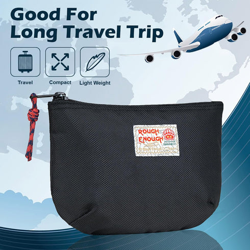Rough Enough Small Tech Organizer Travel Case - Cable Storage Bag for Electronics & Cords, Black
