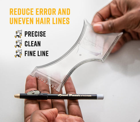 The Cut Buddy PLUS Beard Shaping Tool - Clear Template with Built-in Comb and Bonus Pencil