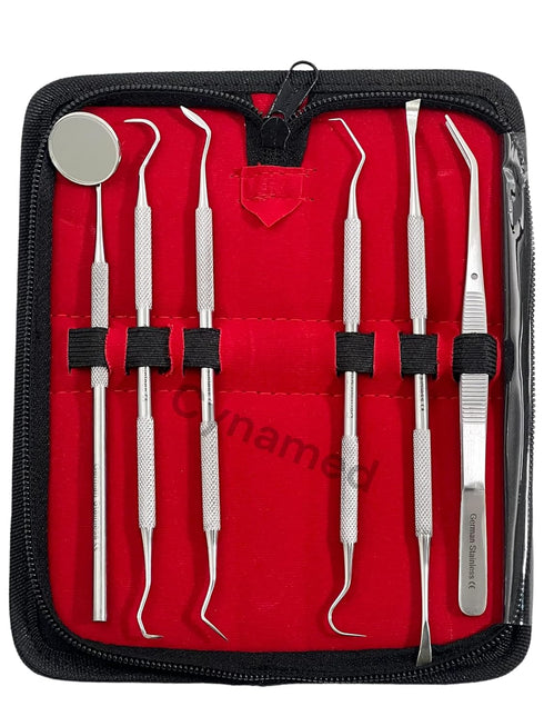 Premium Dental Tools, Professional Hygiene Cleaning Kit, Stainless Tooth Scraper, Plaque Remover, Set of 6 with CASE