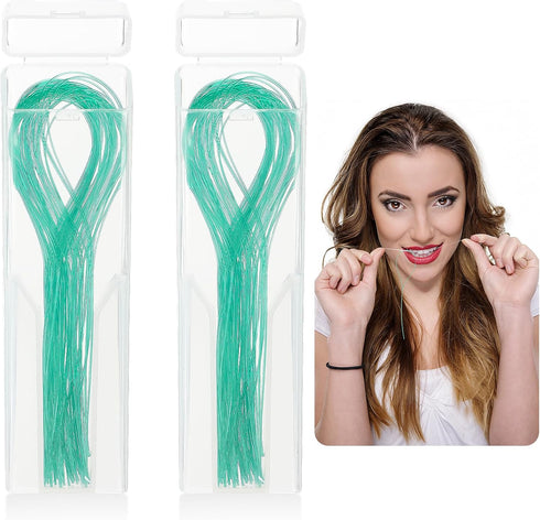 100 Pcs Multifunctional Floss Threaders (Green) for Deep Clean Flossing Braces, Bridges, and Implants