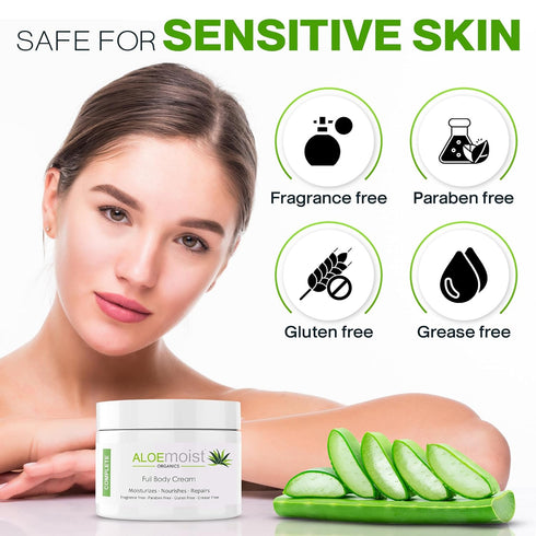 Organic Aloe Vera Lotion - Face & Body Moisturizing Cream with Natural Aloe Vera, Vitamin E, C, Retinol, Shea Butter
